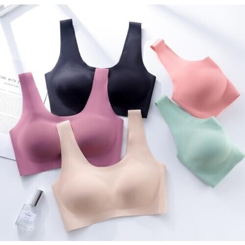 Light Air Inner Cup Underwear Integrated Bra One Piece Seamless Anti-skipping Bra Black Technology No sense Vest Women