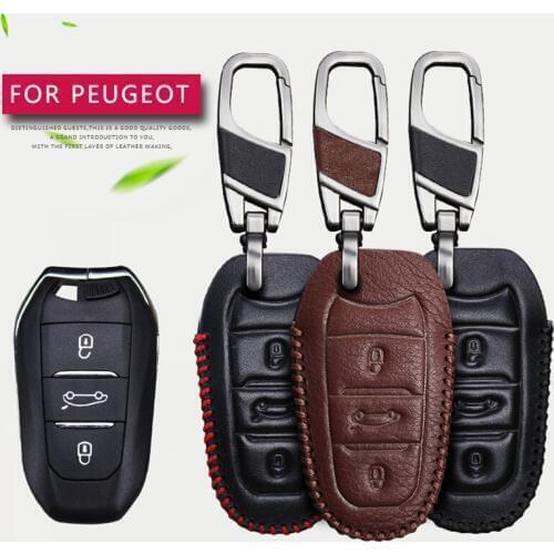 Leather Car Key Case Key Cover For Peugeot 206 208 207 2008 301 307 308 3008 407 508 5008 Expert Key Ring Key Holder Accessoris
