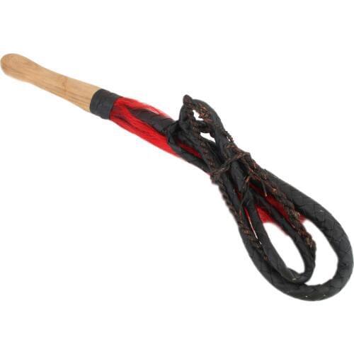 6ft Black Braided Leather Stockwhip Stock Whip Bullwhip Bull Whip Handle for Martial Art Shepherd Costume Prop Black