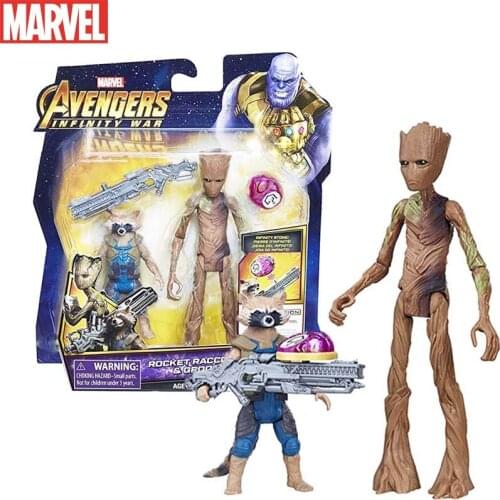 Disney Avengers Rocket Raccoon Groot Black Widow Iron Man Hulk Action Figure Model Collection Dolls Toys For Childrens Gift
