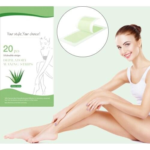 20Pcs/Box Double Sided Wax Strips Paper Depilatory Wax for Leg Body Facial Hair Removal Professional Summer Wax Paper for Women