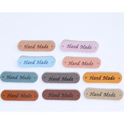 20Pcs Multiple Colors Hand Made Labels Tags For Clothes Handmade PU Leather Labels DIY Hats Bags Sewing Tags Garment Accessories
