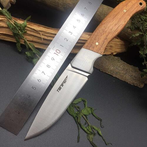 TONIFE HKT4003 Farmer Fixed Blade Knife 5Cr15MoV rosewood Handle Outdoor Bushcraft Utility Multitool Knife With Leather Sheath
