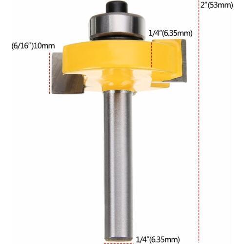 1pc 53mm Length T-slot Slotting & Rabbeting Router Bit 1/4" x 3/8" Woodworking Cutter DIY Power Tools