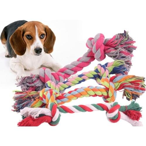 Random Color Pet Dog Toy Bite Rope Double Knot Cotton Rope Funny Cat Toy Bite Resistant and Sharp Teeth Pet Supplies Puppy Toys