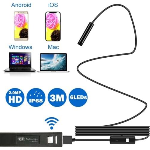 WIFI Endoscope Camera 1200P 2.0Megapixels Inspection Camera 8mm 3.0M USB Endoscope Borescope Camera For Android PC IOS Endoscope