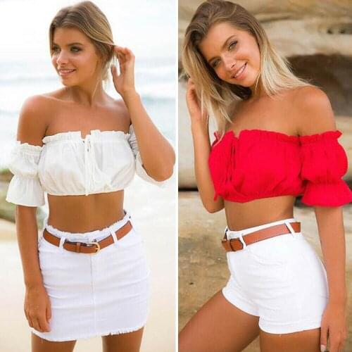 Summer New Womens Sexy Sleeveless Ruffled Ultra Short Top Vest Shirt Crop Top Shirt S-XL