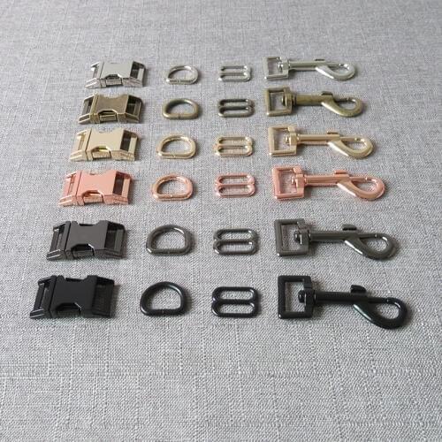 20 sets 15mm 20mm 25mm metal straps slider D ring release belt buckle snap hook clasp pet dog collar leash sewing accessories