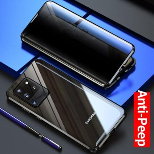 Metal Magnetic Case For Samsung S20 ultra S10 S8 S9 plus Double Sided Tempered Glass Cover For Galaxy A50 A70 Note8 9 10 case