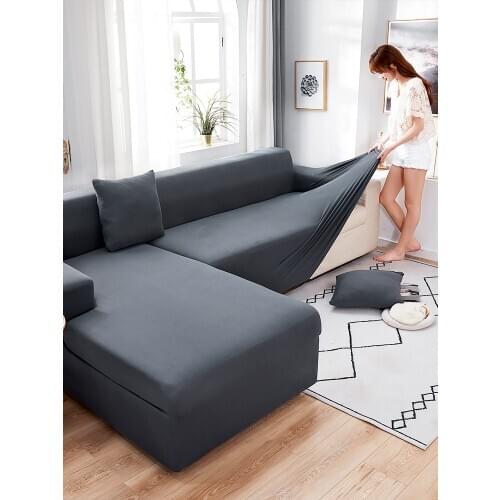Elastic Lazy Solid Color Sofa Slipcover Sets All-Inclusive Universal Cover Universal Sofa Cushion Nordic Simple Sofa Slipcover