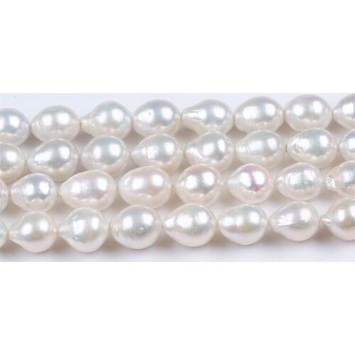Natural white10-12mm drop nucleated freshwater baroque pearl for jewelry making