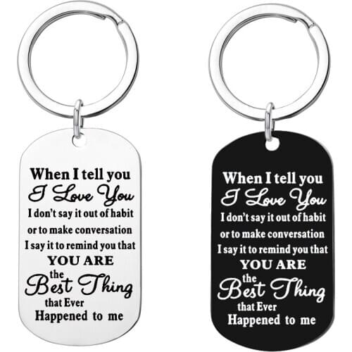 Custom Engrave Keyring Initials When I Tell You I Love You Key Ring Husband Boyfriend for Couples Men Women Gift Keychain