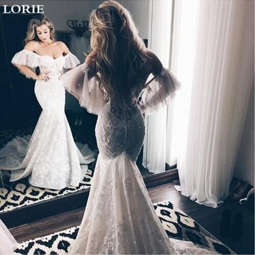 LORIE Lace Mermaid Wedding Dress Off The Shoulder Appliqued Bride Dress Wedding Gowns Sweetheart Vestidos de novia