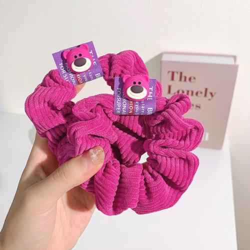 High Quality Soft Material Hair Accessories Dragon Fruit Color Rubber Bands Scrunchie Cute Animal Bear chouchou cheveux femme