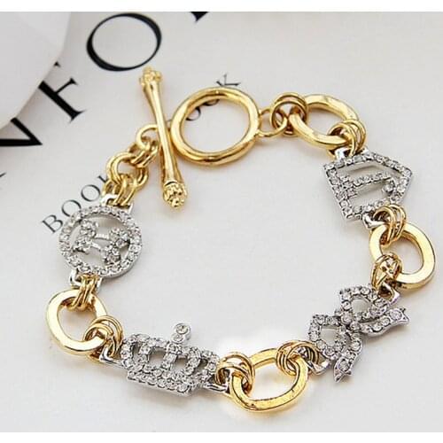 Luxury crystal butterfly crown statement charm bracelet& bangle jewelry for women