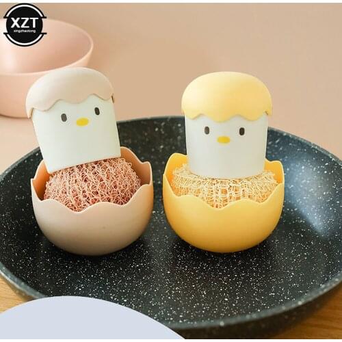 Detachable Nano Pot Washing Brush Eggshell Chicken Dish Cleaning Brush Stovetop Decontamination Brush Cleaning Ball With Handle