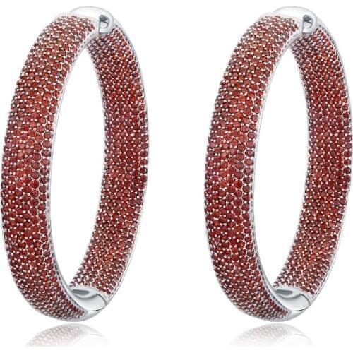 Hoop earring for night bar party Women Circle Earrings Micro Cubic Zirconia crystal 925 Sterling Silver Earring Jewelry 50CM Col