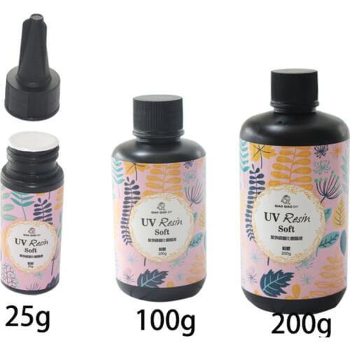 UV Resin Clear Soft UV Curing Epoxy Resin Soft UV Glue Ultraviolet Curing Solar Cure Resin Sunlight Activated Resin for DIY Jewe