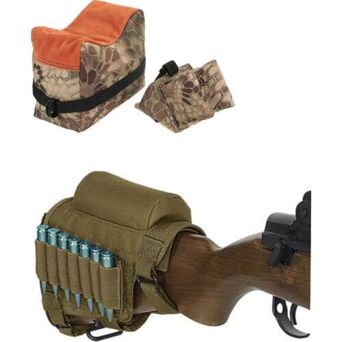 Tactical Unfilled Sand Bag Rifle Gun Support Bag + Sniper Shooting Tactical Cheek Rest Bag with Magazine Pouch