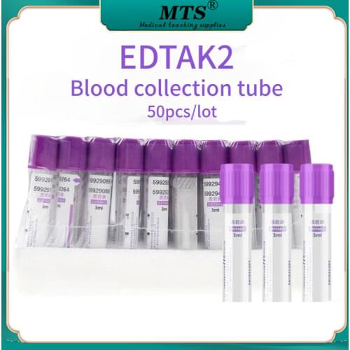 50pcs/lot vacuum blood collection tube purple cover laboratory test tube EDTAK3 blood testing equipment 3ml 5ml 6ml