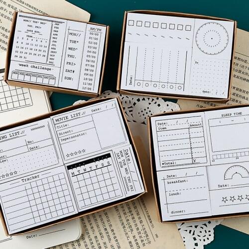 Vintage Schedule Record List Monthly Planner Stamp Set DIY Wooden Rubber Stamps for Scrapbooking Stationery Craft Standard Stamp