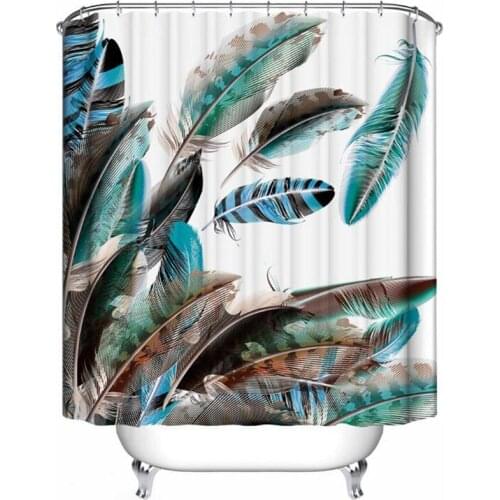 Feather Waterproof Mildewproof Polyester Fabric Shower Curtain Bathroom Curtain Bath Curtain With Hooks 150x200cm High