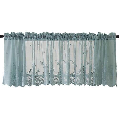 Window Curtain Short Kitchen Valance Drape Polyester Lace Flower Pattern Balcony Curtain for Home