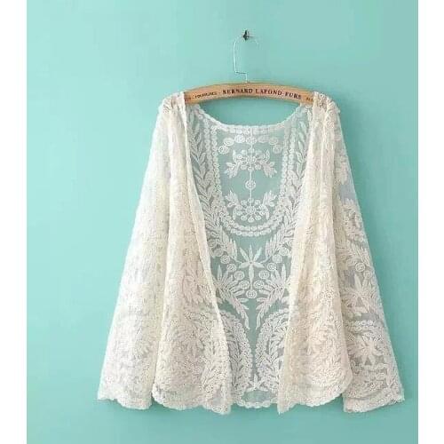 Women Blouse Summer Mesh Lace Coat Top Blusas Ropa De Mujer