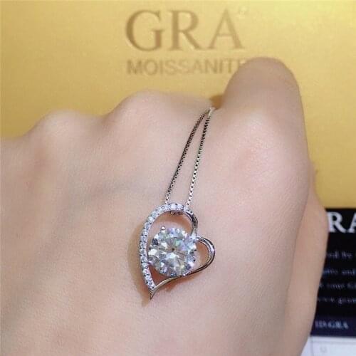 LeeChee Moissanite Pendant 2CT 8mm VVS1 engagement gift for women Diamond Test Passed real 100% 925 Solid Sterling Silver