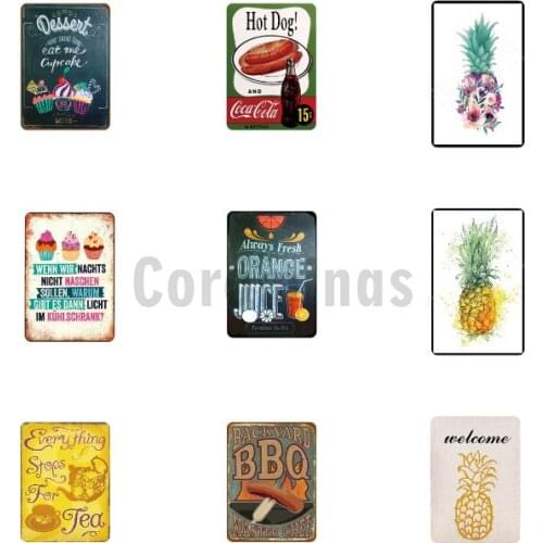 Fast Food Tin Sign Vintage Metal Sign Plaque Metal Vintage Hot Dog Wall Decor For Kitchen Cafe Diner Bar Metal Signs 20x30cm