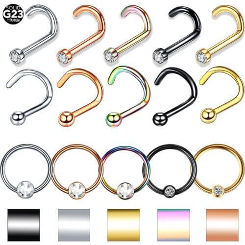1PC Mix Color Choose Nose Stud Gem Captive Bead Ring Nose Ring Septum Ring Jewelry Ear Cartiage Tragus Body Piercing Jewelry