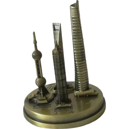 11-15cm Shanghai Landmarks Buildings Souvenir Model Metal Craft Ornament for Home Shelf Desk Table