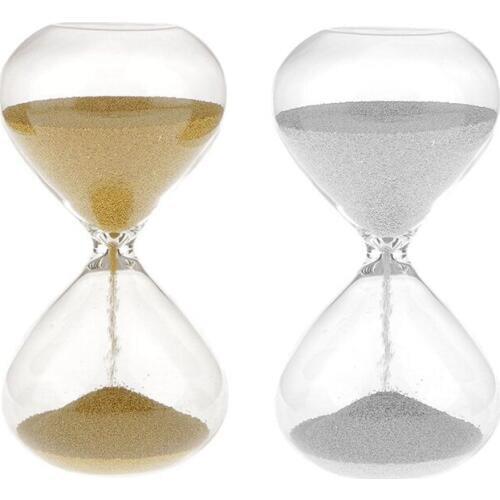 2Pcs 3 Min Hourglass Clock Sand Decoration Timer Clock Magnet Magnetic Crafts for Home Office - Gold & Silver