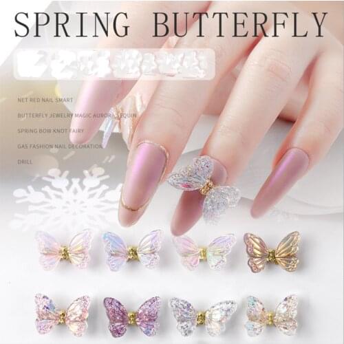 10PCS, Nail Art Moving Butterflys Jewelry Magic Aurora Sequins Colors For Nail Tips Decorations