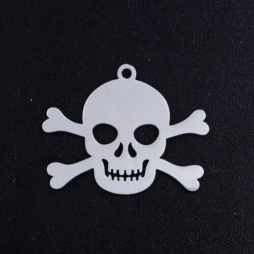 5pcs/lot Gothic Skull Stainless Steel Jewelry Pendant DIY Charms Wholesale Jewellery Supplies Necklace Making Charm