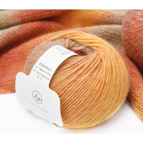 6pcs 80g/ball Section dyed wool yarn with gradual change color