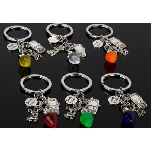 Stranger Thing Key Chain Light Bulb Phone Alloy Keychain Accessories Pendant Key Ring Charms Keychains for Ladies