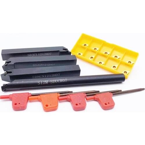 4PCS S12M-SDUCR07 SDJCR1212H07 SDJCL1212H07 SDNCN1212H07 +DCMT070204-NN High Quality External CNC Lathe Turning Tool Holder