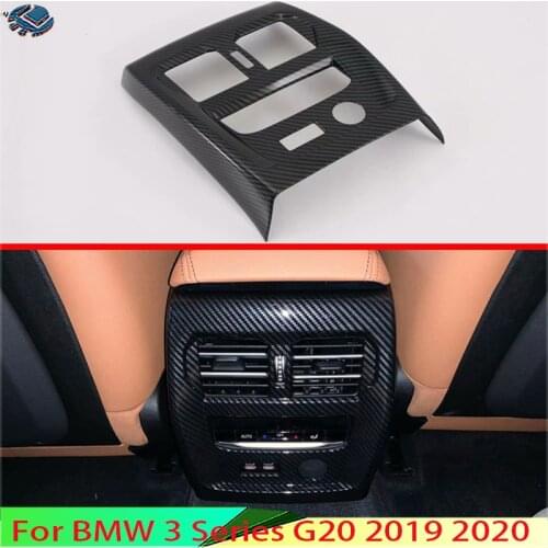 For BMW 3 Series G20 2019 Carbon fiber style Plated Armrest Box Rear Air Vent Frame Trim Cover