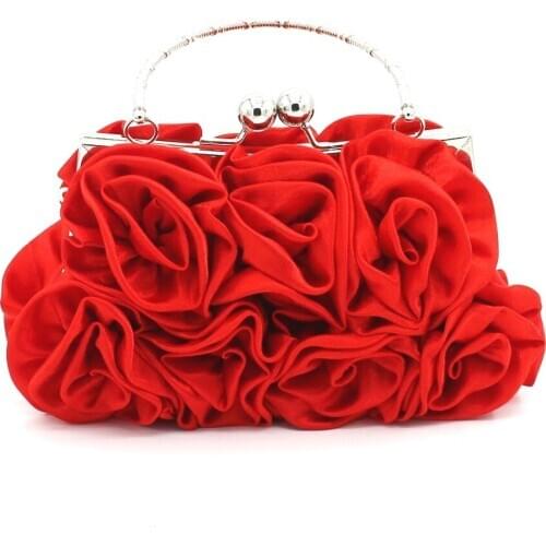 Elegant lady rose Flower Evening bag Fashion Women Party Wedding bridal Small Party Banquet Day Clutches Purses Wallet