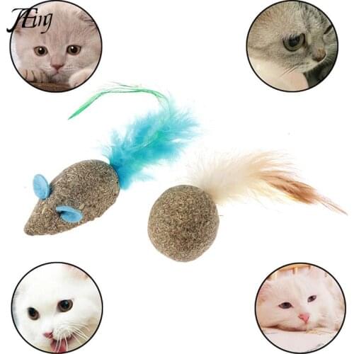 1pcs Cat Nip Toys Soft Feather Cat Toy Ball Treats Interactive Kitten Toys 2Styles