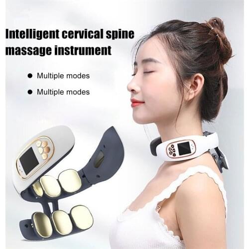 Intelligent TENS Pulse Neck Massager Warm Compress Neck Back Cervical Spine Pain Relief Kneading Massage Machine Power Control