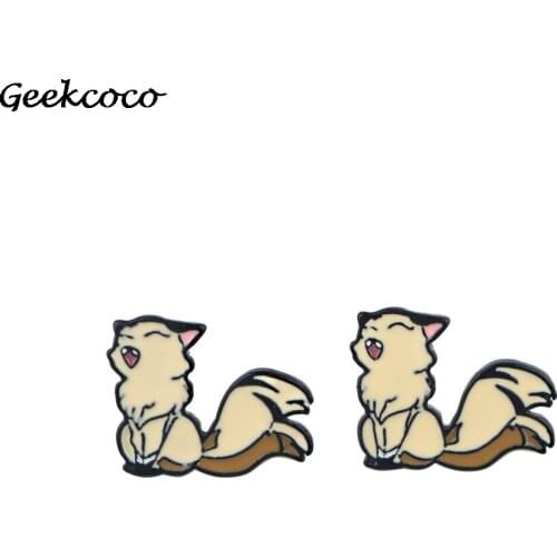 J1739 Cartoon Anime Fox Metal Earring Kawaii Enamel Earrings for women Kids Gift jewelry