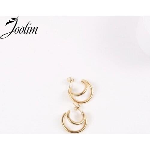 Joolim High End PVD Plated Retro Double Circle Earring Drop Shipping Supplier