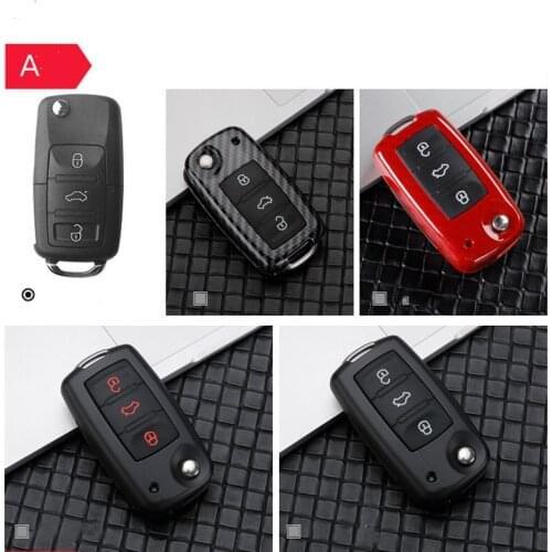 Carbon Car Key Case Auto Key Protection Cover For VW New Passat Lavida Tiguan Car Holder Shell Colorful Car-Styling Accessories