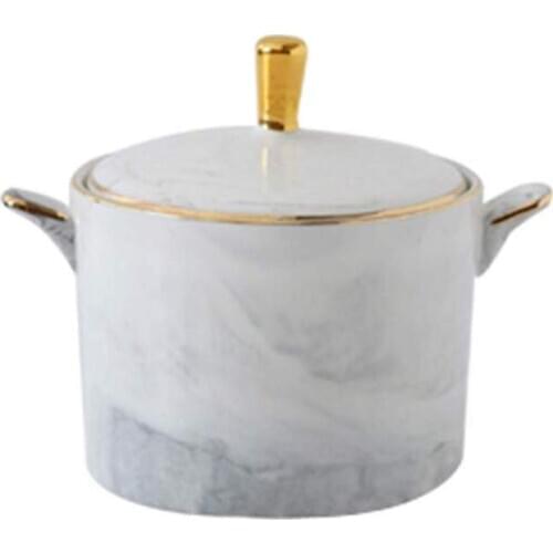 Ceramic Suger Cans With Golden Handle Porcelain Lid and Ears Seasoning Ceramic Canister