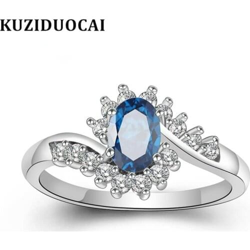 Kuziduocai New Fashion Jewelry Embed Zircon Stainless Steel Swirl Shape Wedding Bride Party Rings For Women Anillos Mujer R-721