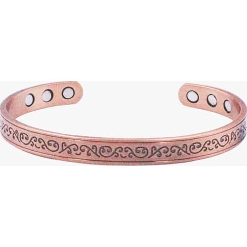 Magnetic Copper Bracelet Mens and Womens Simple Printed Bracelet Magnetic Rehabilitation Health Care Bracelet Jewelry