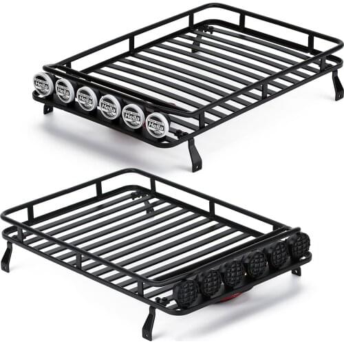 Metal Luggage Carrier Roof Rack with LED Light 235*155mm for 1/10 RC Crawler Axial SCX10 90046 TRAXXAS TRX4 Upgrade Part