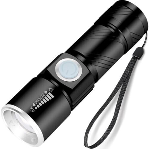 Mini-LED Outdoor Zoom Light Torch Lithium Battery USB Charging Multi-functional Lighting Gift Small flashlight